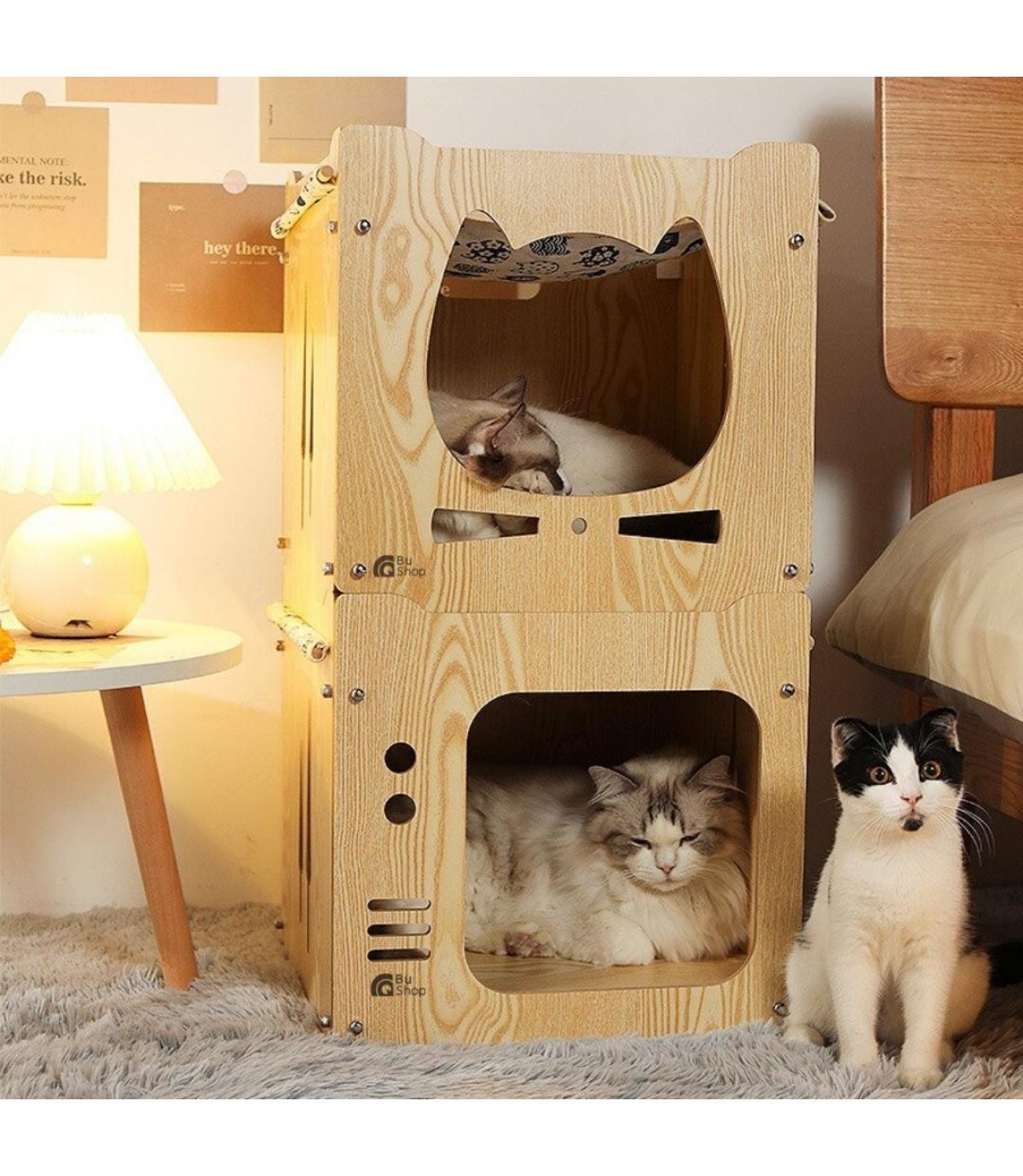 Kedi Köpek Evi Lüx Dubleks Balkon Yıkanabilir Kumaş Yüksek Kalite Bushop Linda Modeli
