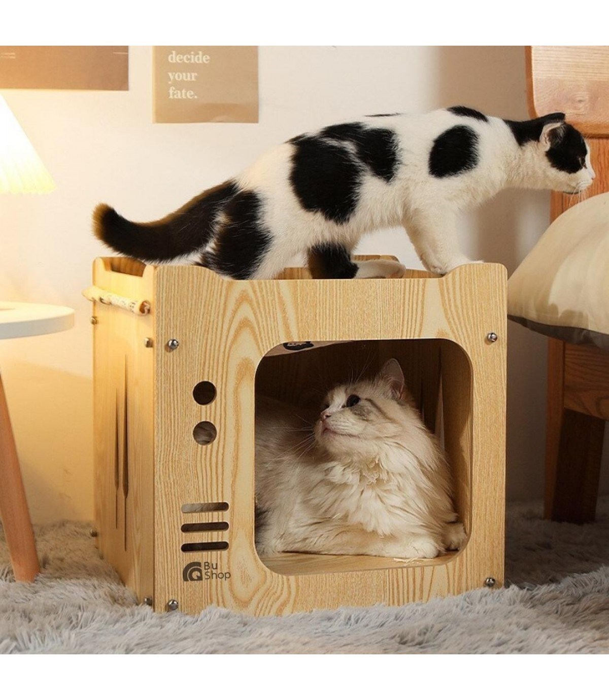 Kedi Köpek Evi Lüx Dubleks Balkon Yıkanabilir Kumaş Yüksek Kalite Bushop Linda Modeli