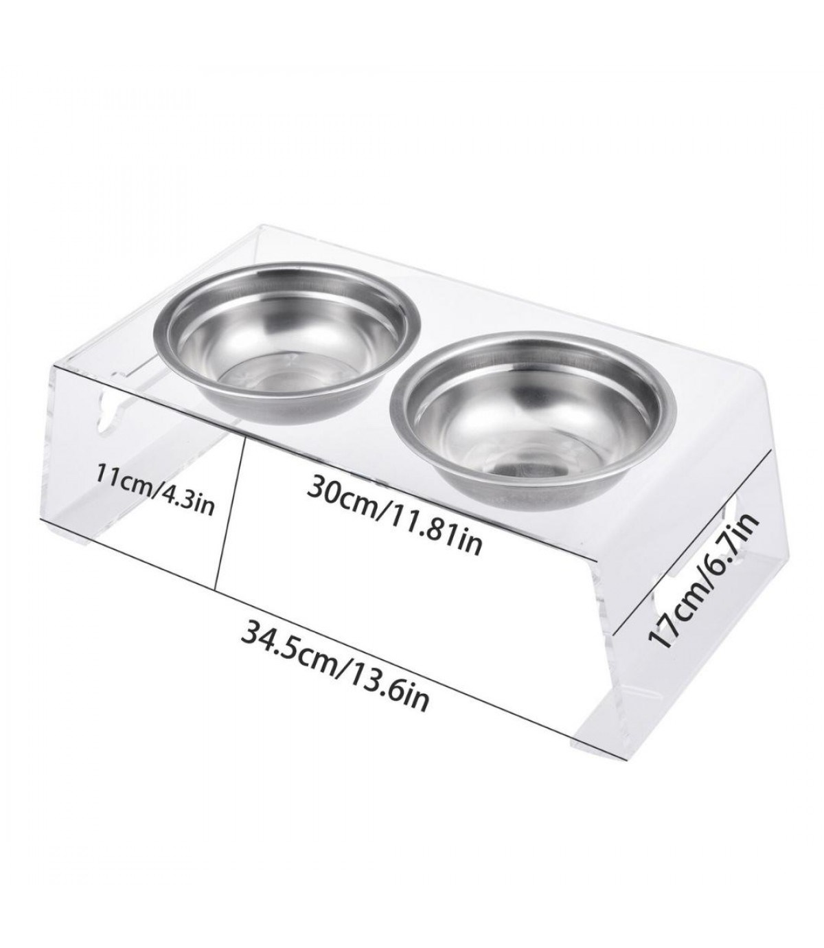 Kedi Köpek Mama Kabı İkili Lüx Şefaf  Çelik Kase Casper Modeli
