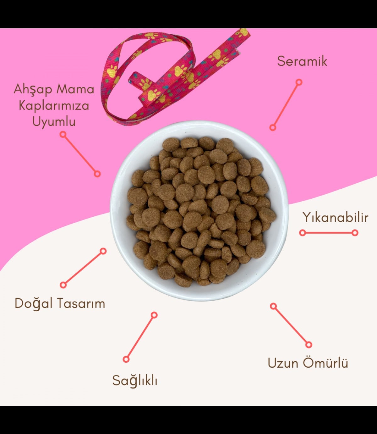 Kedi köpek mama kasesi Tekli 14,5cm Seramik Yüksek Kalite Şeker Serisi