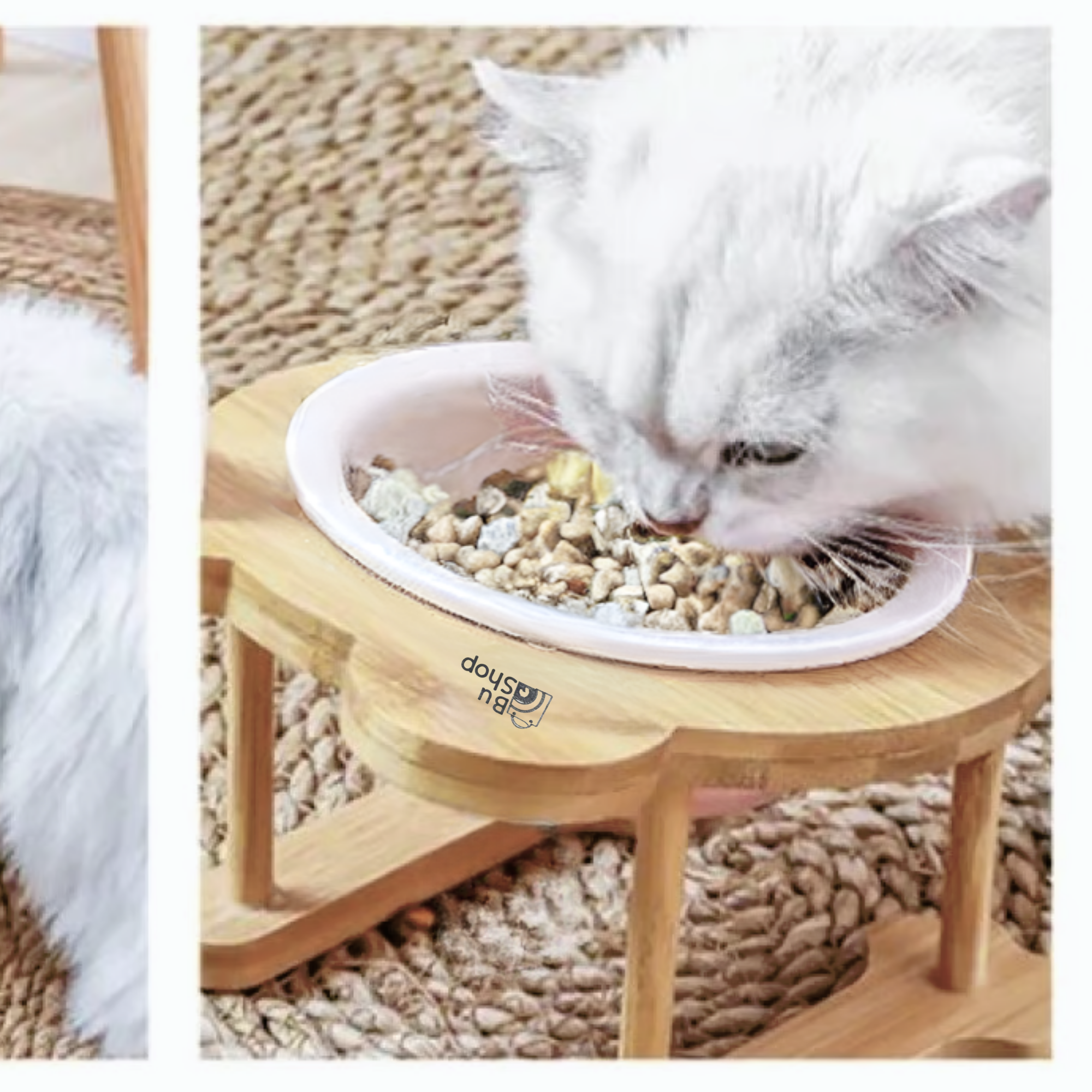 Kedi Köpek Mama Ve Su Kabı  Çift Hazneli BuShop  Estetik Ahşap tasarım  Yüksek Kalite  Zeytin