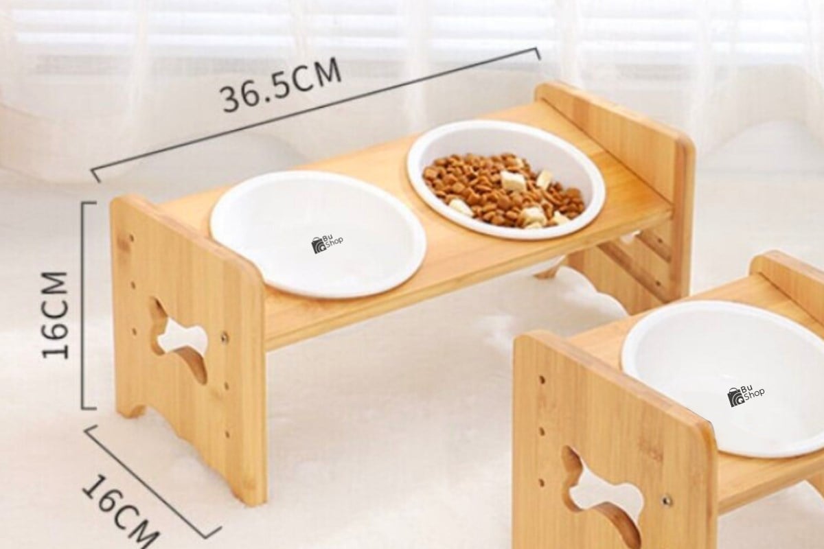  Kedi Köpek Mama  ve Su Kabı  ikili  Lüx Ahşap BuShop Kemik modeli
