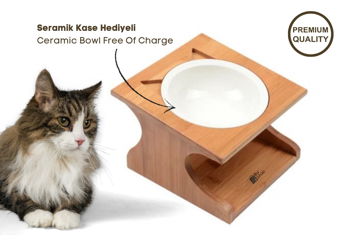 Cat Dog Food and Water bowl Single bowl, Wooden High Quality BuShop Katya
