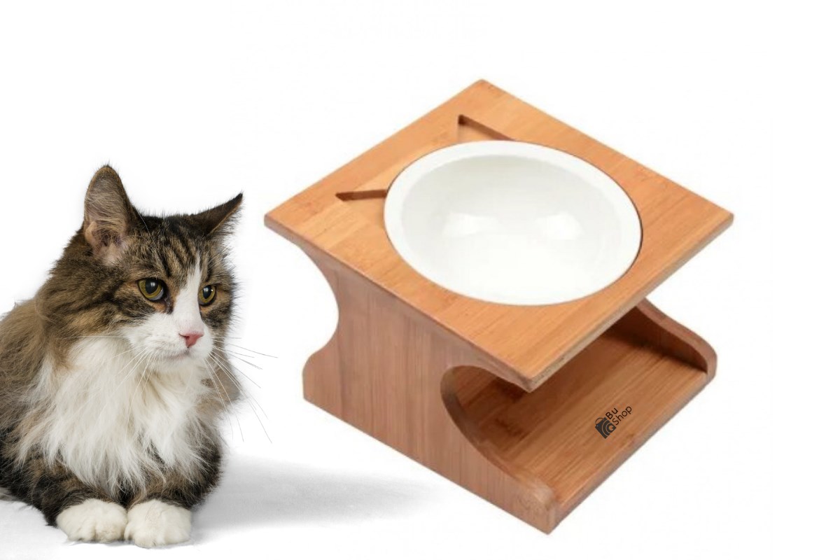 Cat Dog Food and Water bowl Single bowl, Wooden High Quality BuShop Katya