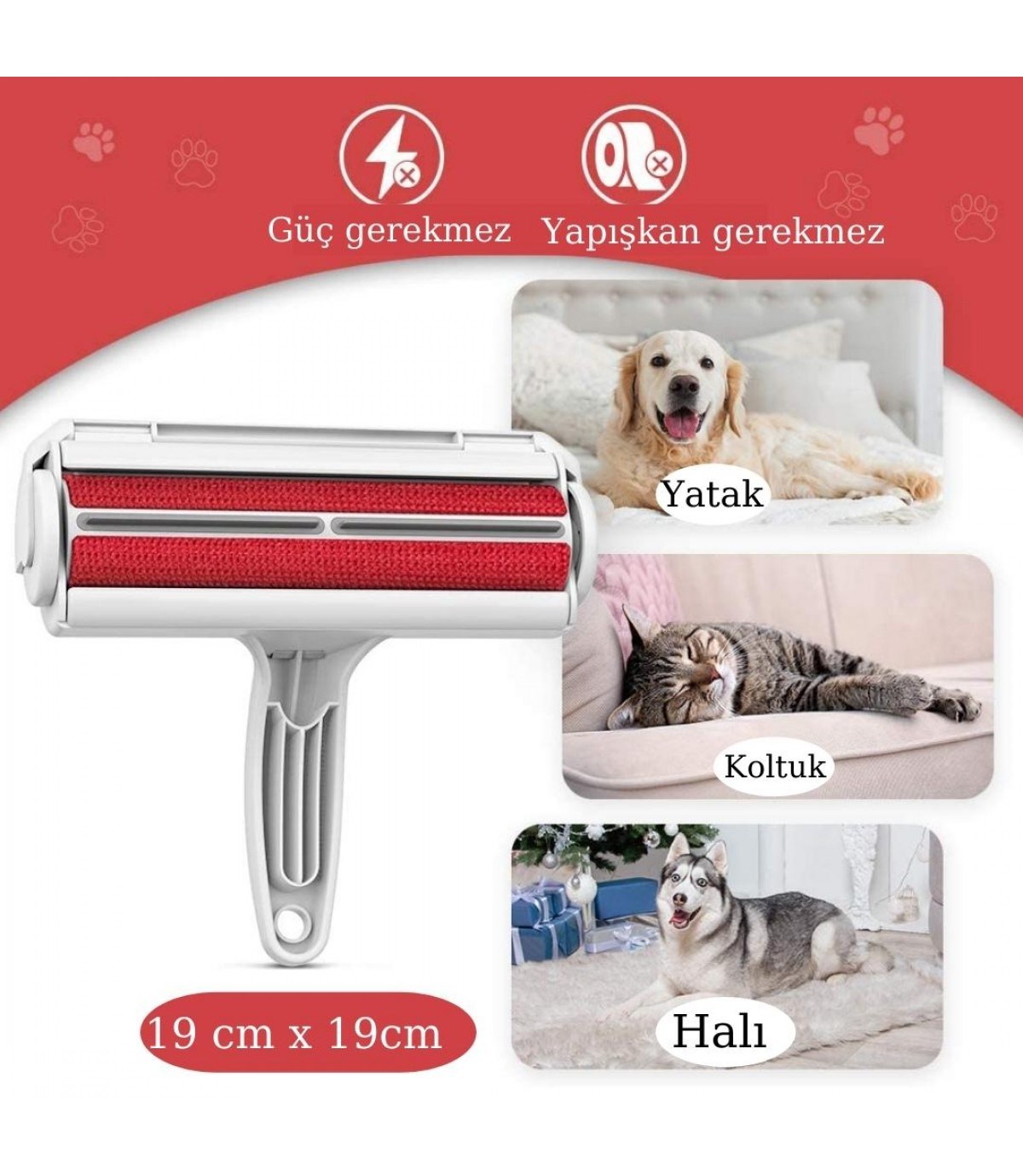 Kedi Köpek Tüy Temizleyici Hazneli ve Kıl Toz Toplayıcı