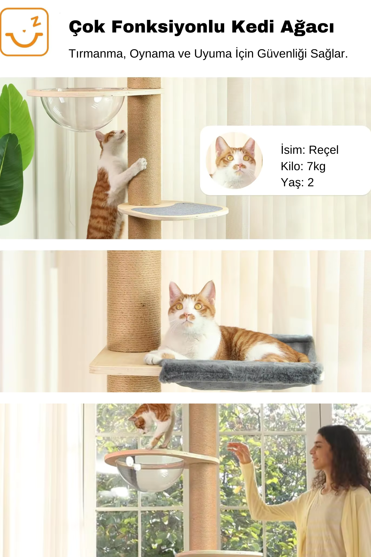 Kedi Kulesi ve Kedi Tırmalama Ağacı Bushop Kedi Tırmalama Direği Planet Serisi