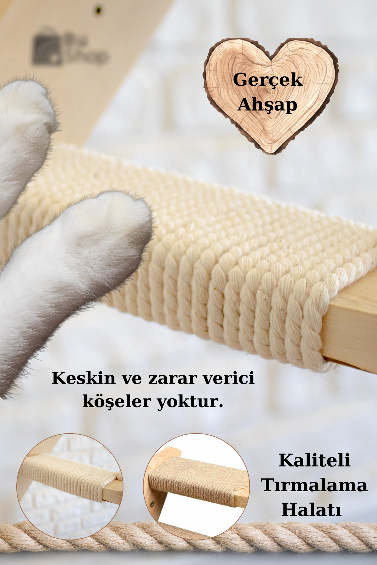 Kedi merdiveni Ahşap kedi tırmalaması Doğal Kedi Tırmanma ve Tırmalama Merdiveni Pamukkale Sağ Model