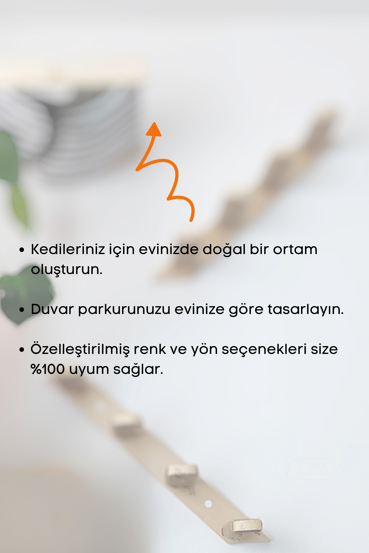 Kedi merdiveni Ahşap kedi tırmalaması Doğal Kedi Tırmanma ve Tırmalama Merdiveni Lilyum Sol Yön