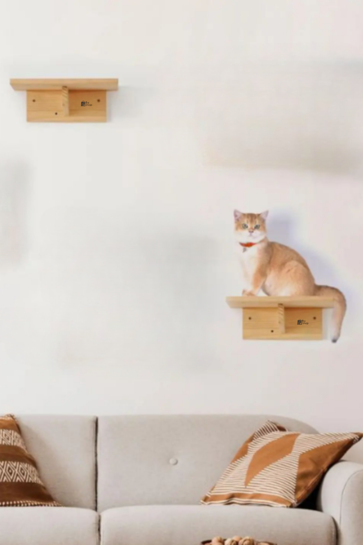 kedi merdiveni, kedi tırmalaması, Kedi Tırmanma Duvar Merdiveni, Doğal 2 Parça, BuShop
