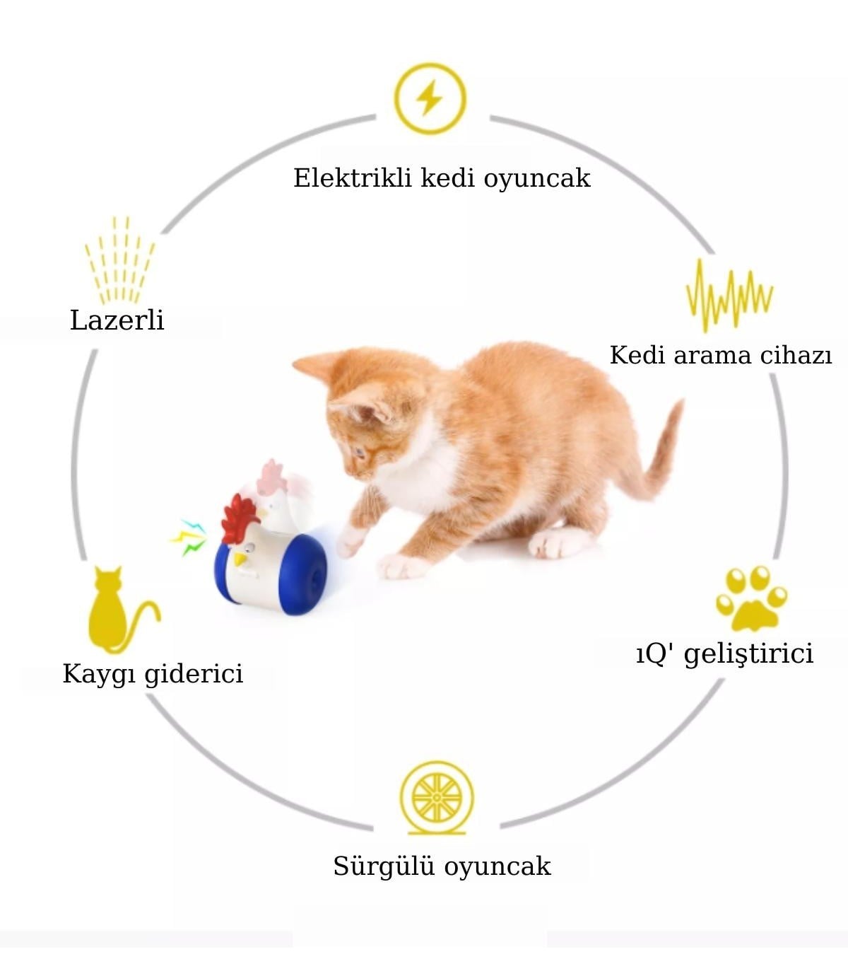 Kedi Oyuncağı Lazerli  Bushop Turuncu