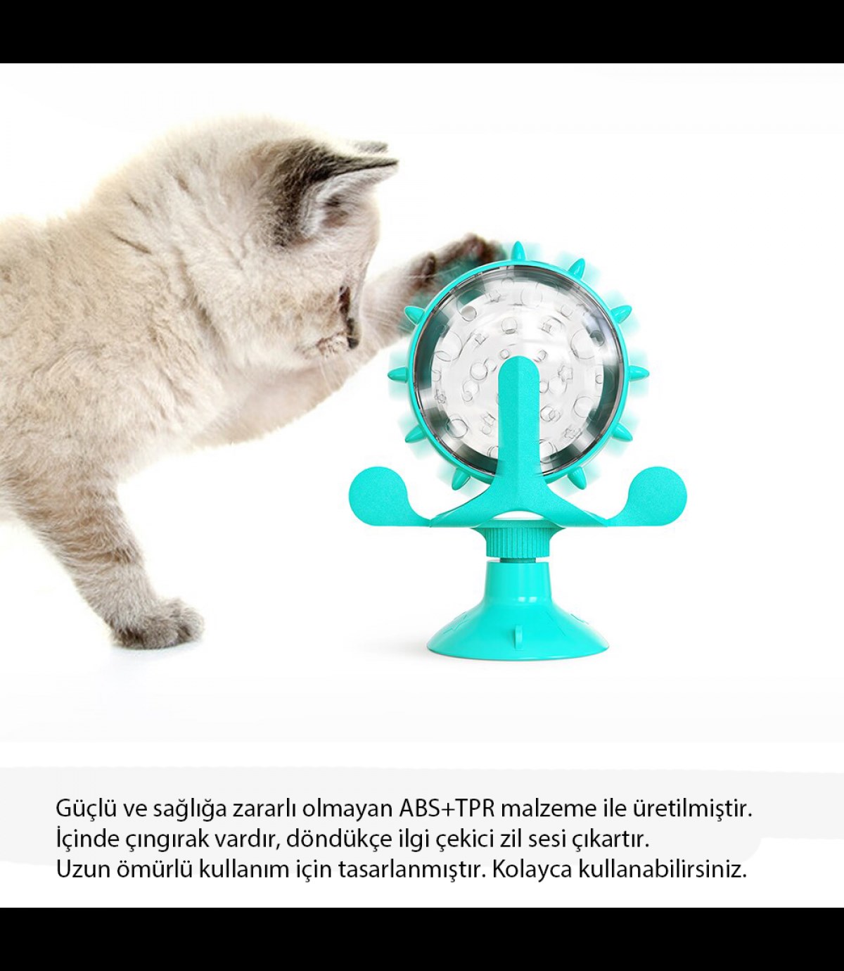 Kedi Oyuncağı Vakum ile Zemine Sabitlenir.BuShop Dönme Dolap Döndükçe Zil Sesi ÇIkarır. Mama Dağıtır. 