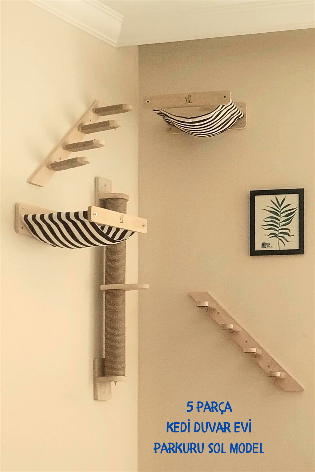 Kedi parkuru, Kedi evi, Kedi yatağı, Kedi Duvar Evi, Kedi Duvar Rafı, Muhteşem 5 parça sol kedi parkuru set