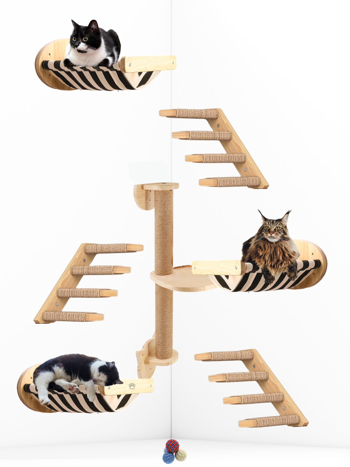 Kedi parkuru, Kedi evi, Kedi yatağı, Kedi Duvar Evi, Kedi Duvar Rafı, Muhteşem 7 parça kedi parkuru , Bushop Yellow