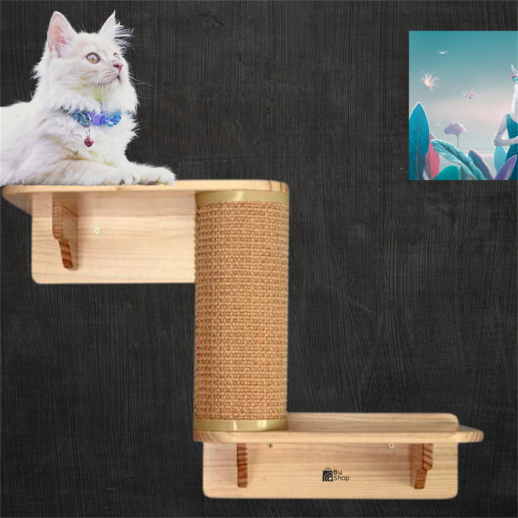 Kedi Tırmanma Ağacı, Kedi Tırmalama, 1 Adet L Tipi Kedi Tırmalama Rafı, Kedi duvar parkuru, Sol Model, BuShop L Serisi 
