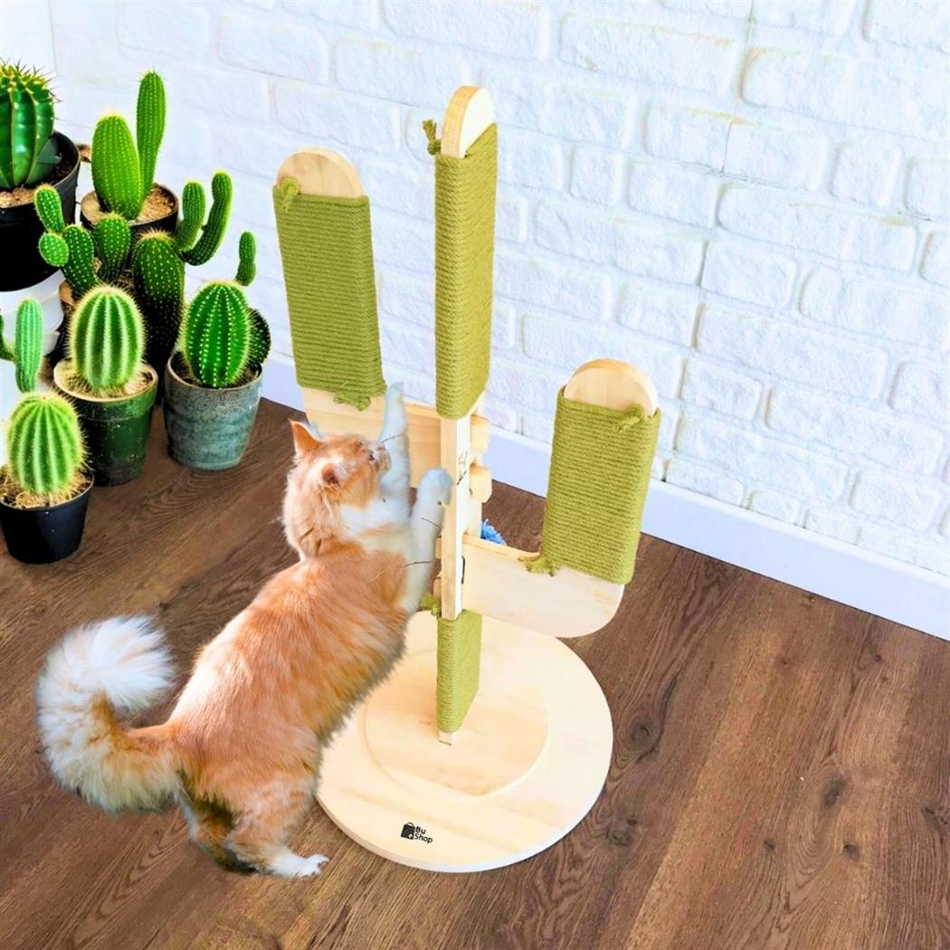 Kedi tırmanma tahtası, zemin koruyuculu yüksek kalite BuShop Asla devrilmez Yeşil Kaktüs Modeli