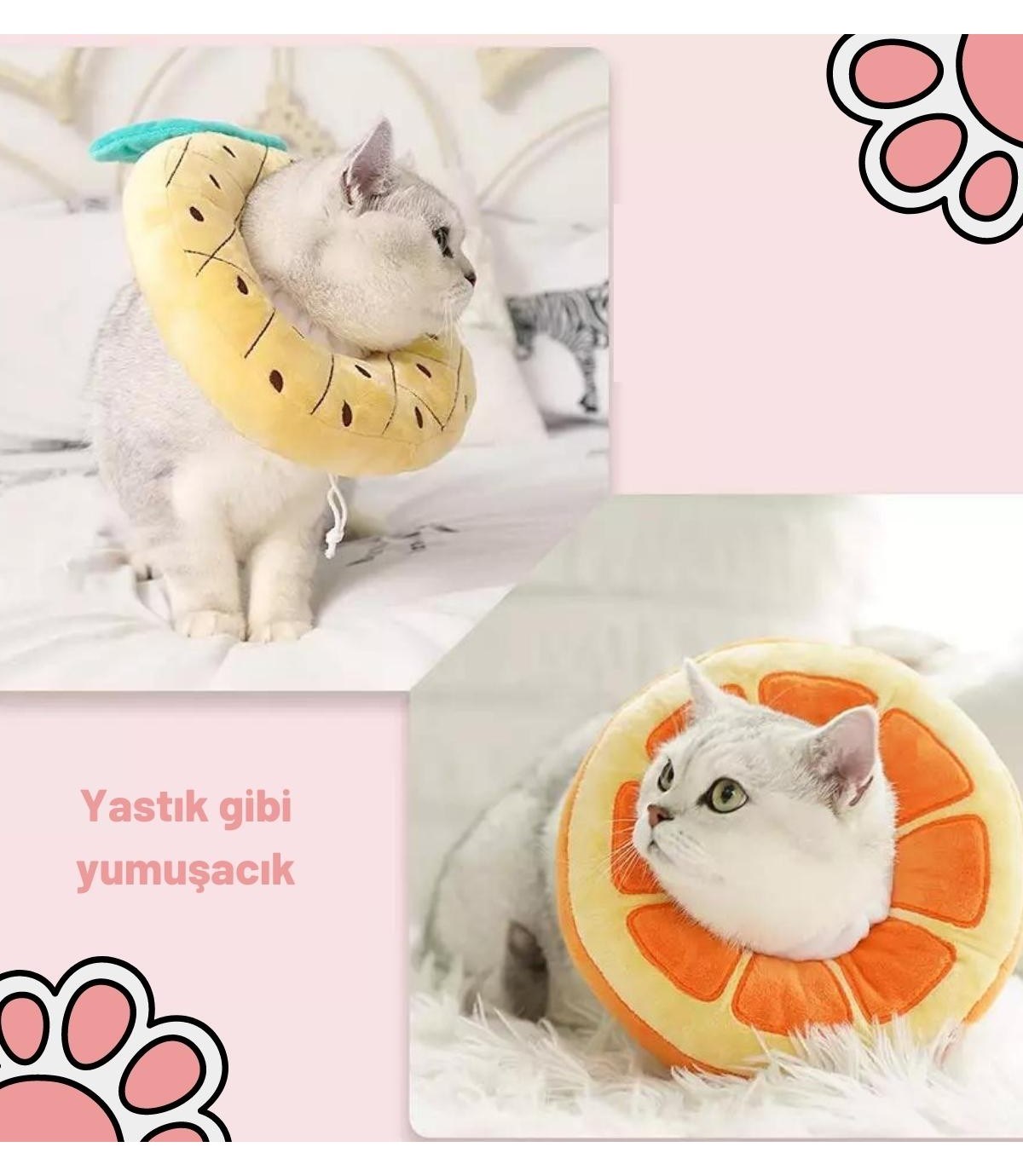 Kedi ve Köpek Koruyucu Şişme Yakalık BuShopYüksek Kalite %100 Pamuk Portakal Modeli Small