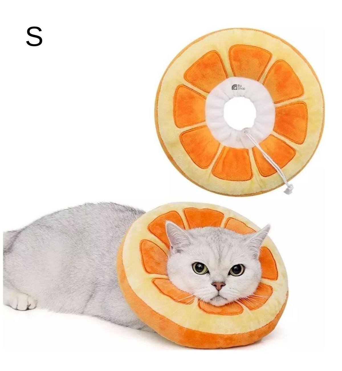 Kedi ve Köpek Koruyucu Şişme Yakalık BuShopYüksek Kalite %100 Pamuk Portakal Modeli Small