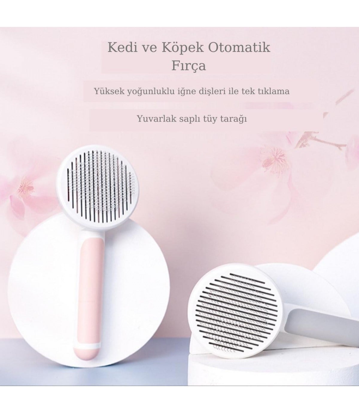 Kedi & köpek Fırçası otomatik Tuşlu ve Tüy Toplayıcı Tarak Pembe
