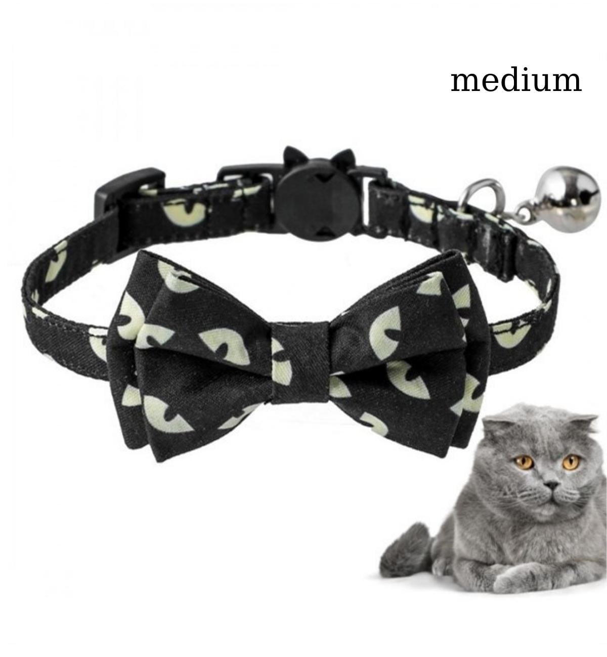 Kedi ve Köpek Papyon Boyun Tasması Kedi Desenli Bushop 
