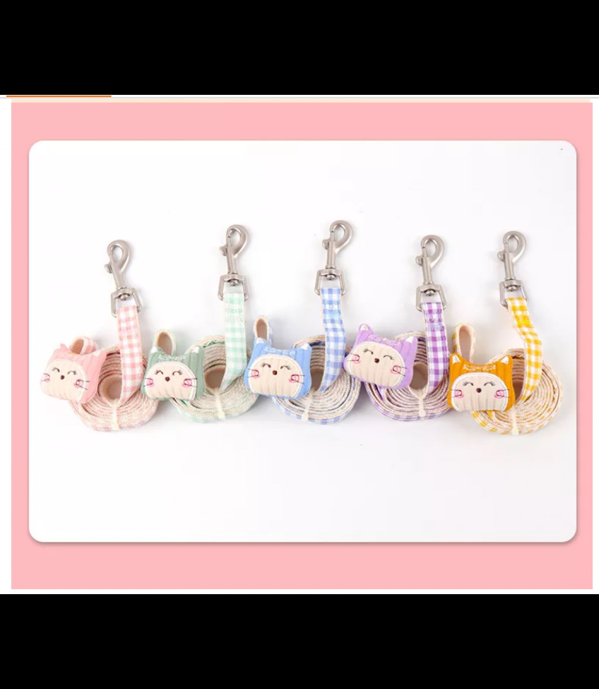 Kedi Giysisi Yürüyüş Tasmalı Kostüm Ekose Deseni BuShop Pembe M