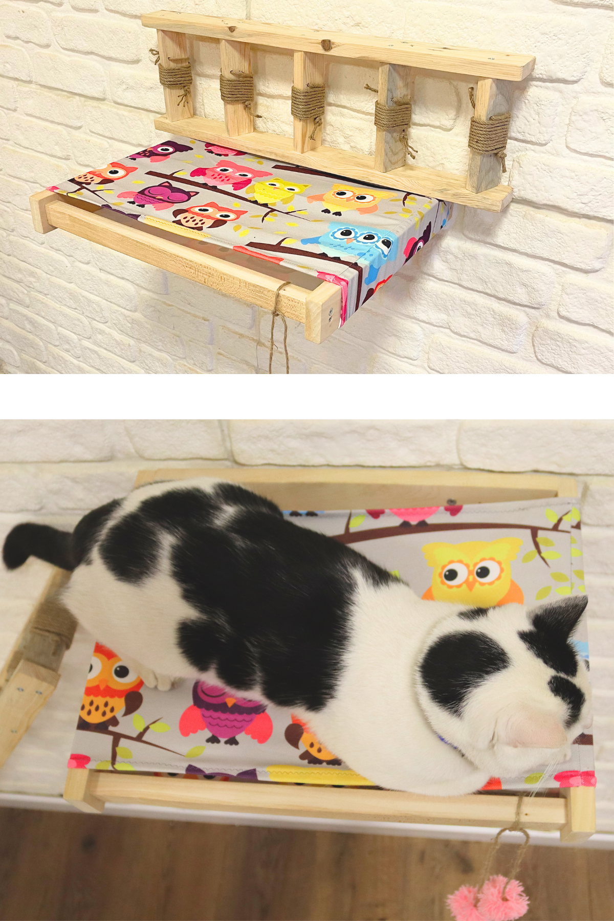 Kedi yatağı Kedi evi ve Kedi merdiveni takımı Sağ Sol Uyumlu Bushop Antique Duvara Monte Kedi Hamağı 