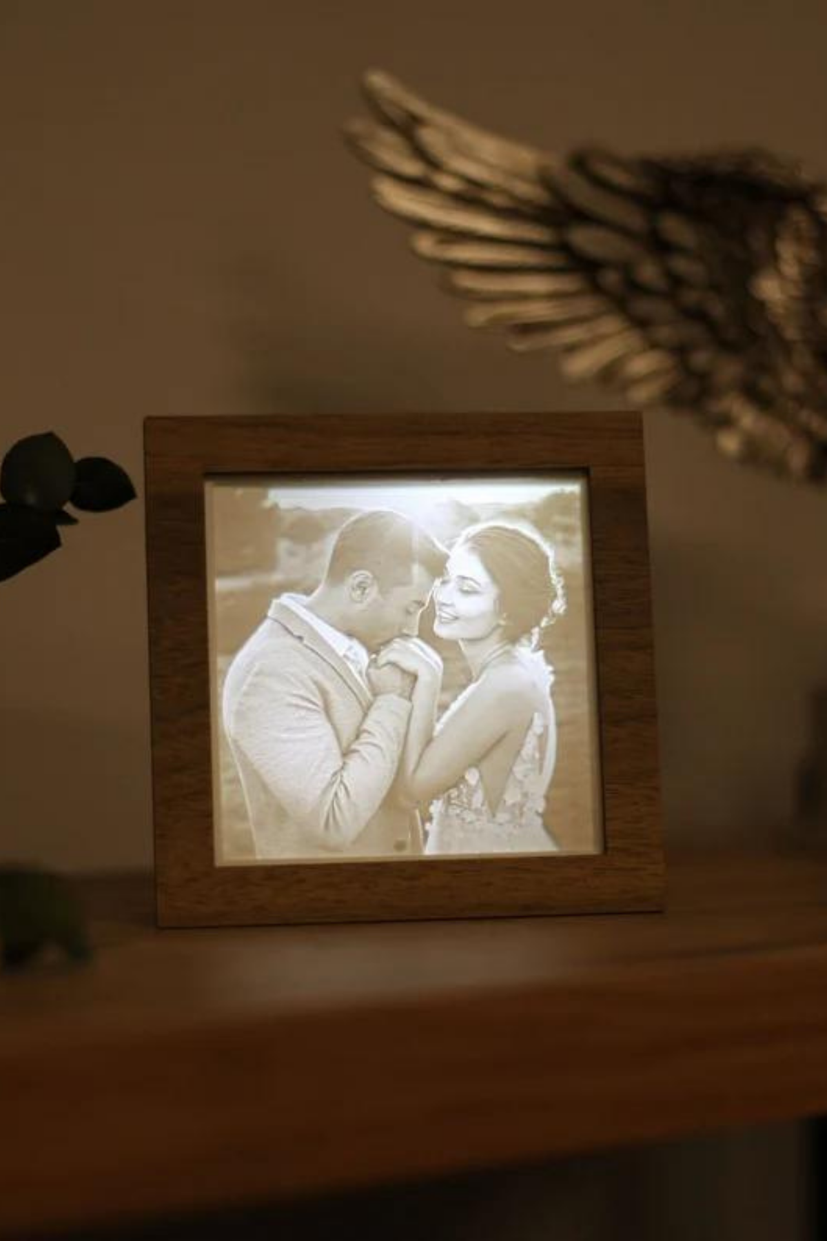 Kişiye Özel Fotoğraflı Lithophane Lithofan LED li Gece Ahşap Lambası 3D Masa lambası