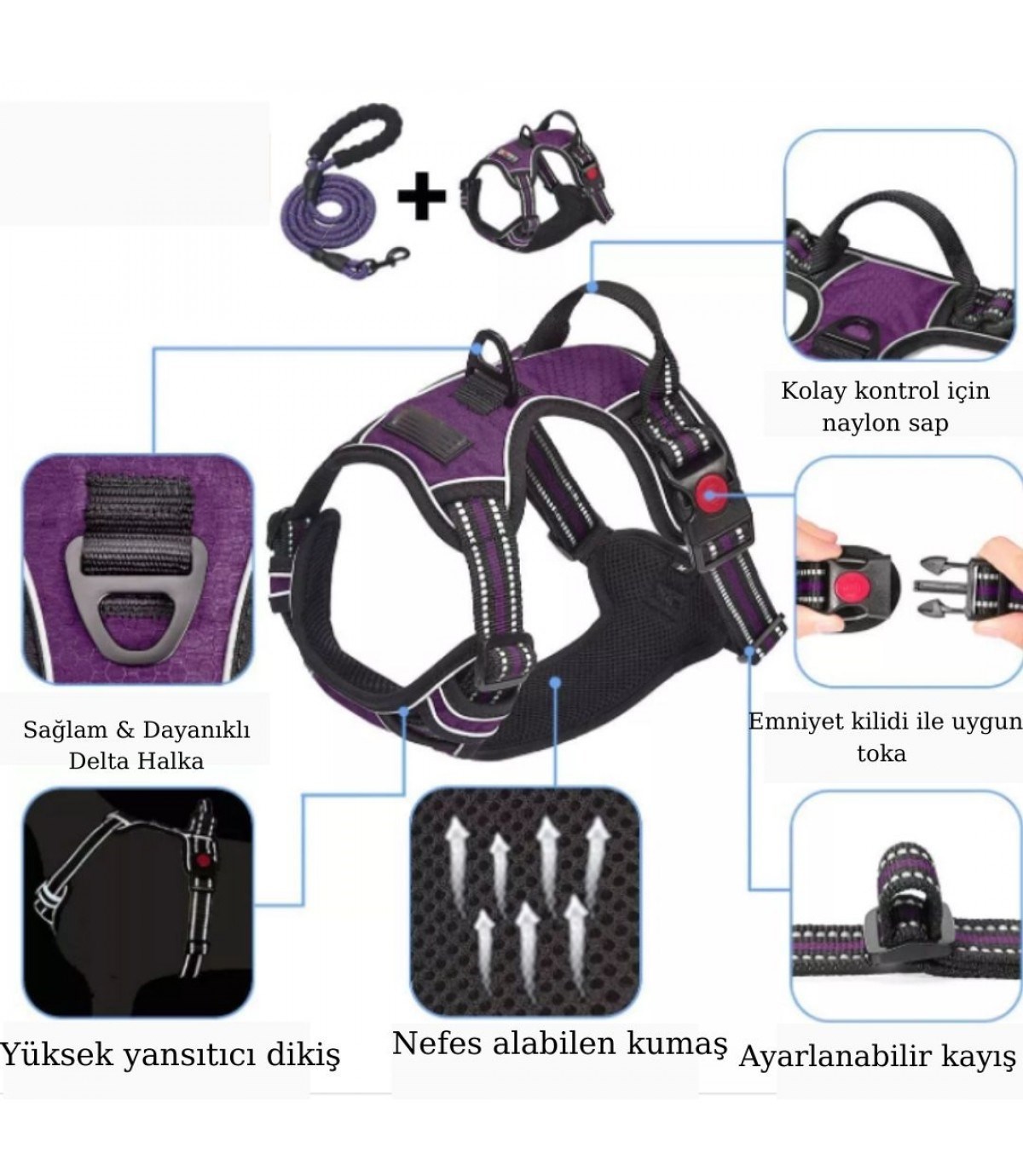 Köpek Göğüs Tasması Gezdirme Seti 2 Li L Siyah BuShop