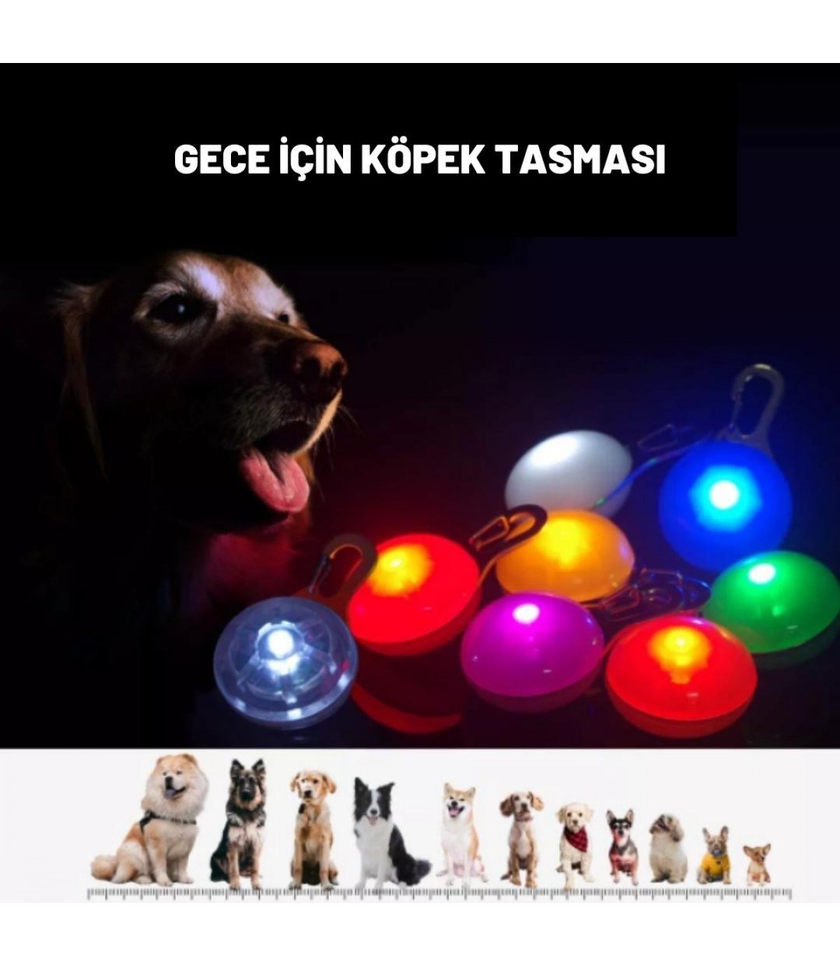 Köpek Kedi Işıklı Tasma Ucu BuShop Pilli Ledli Flaşör Kırmızı