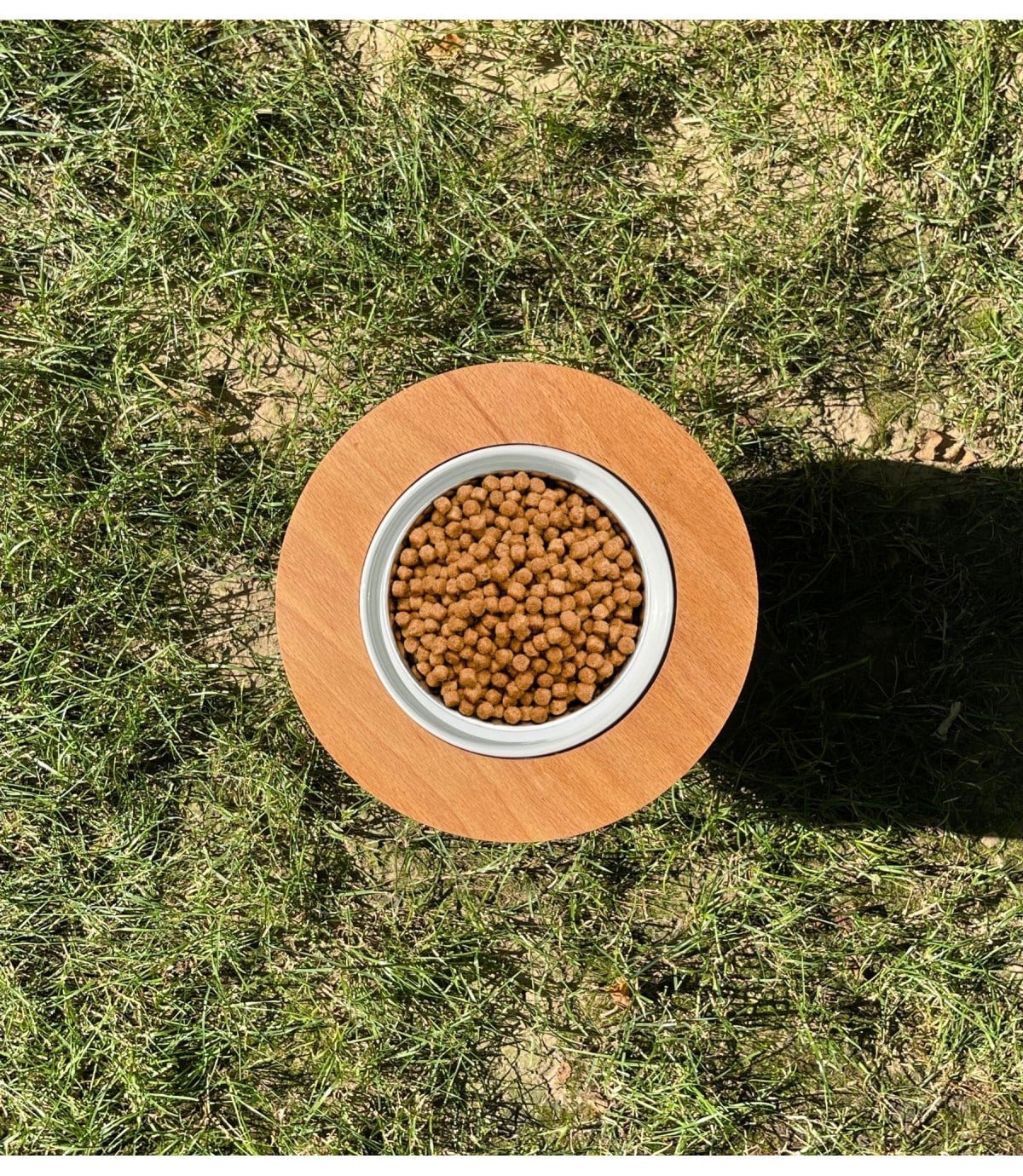 Köpek Mama ve Su Kabı Tekli-Seramik Beyaz Kase BuShop Kaliteli Ahşap Cindy Serisi