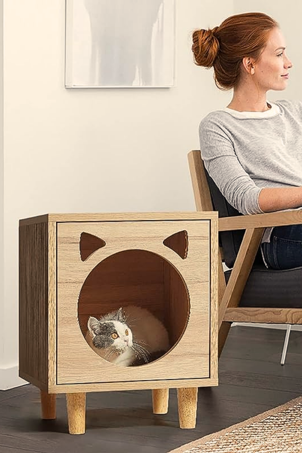 Küçük Kedi Evi Kedi Yatağı Yan Sehpa Komodin Sehpa Kedi Yataklı Kedi Yatak Odası Çok yönlü kullanım