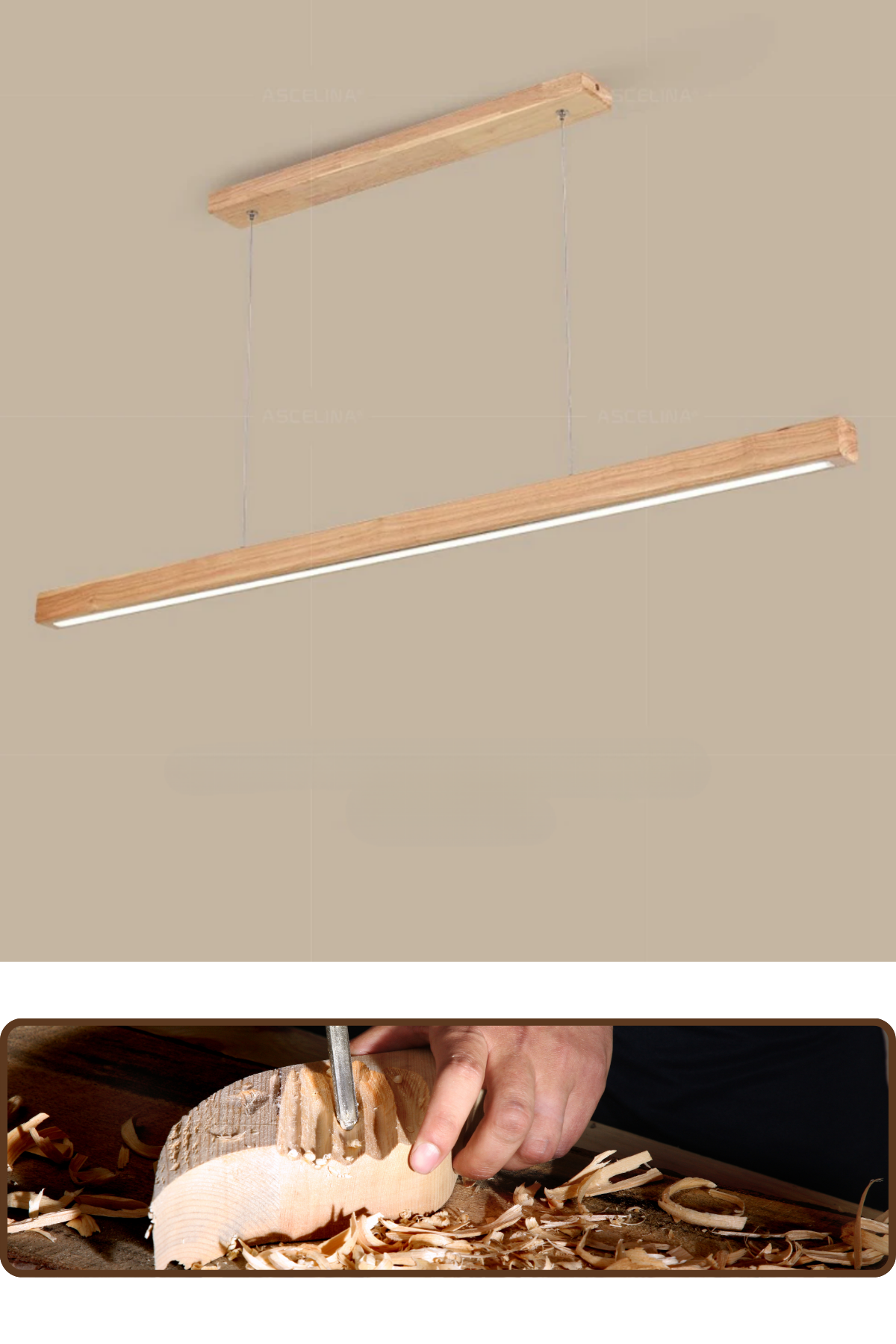 Led Avize Modern Avize Modelleri Yükseklik Ayarlı BuShop Lumiwood 120cm Natural Renk Gün Işığı Led Sarkıt Avize