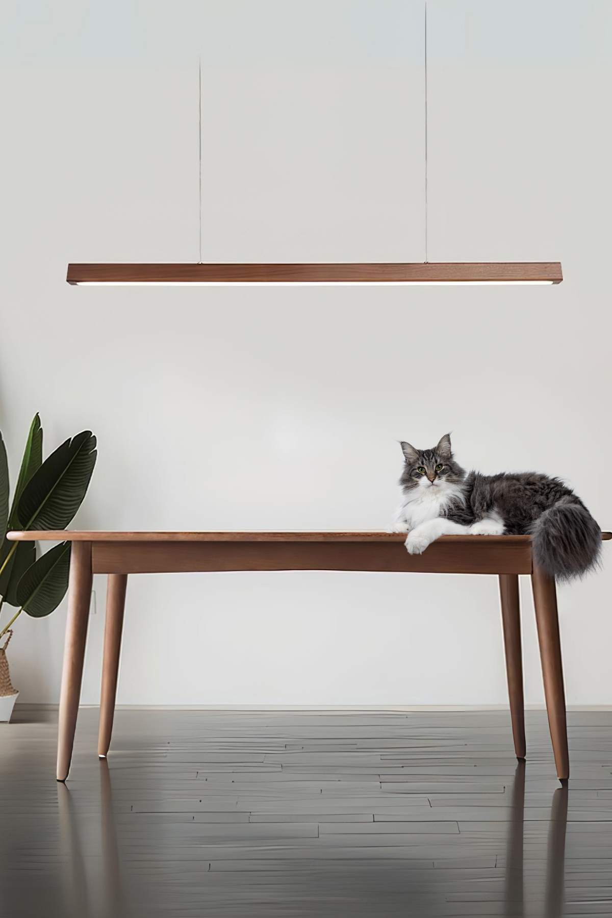 Led Avize Modern Avize Modelleri Yükseklik Ayarlı BuShop Lumiwood 120cm Ceviz Renk Gün Işığı Led Sarkıt Avize