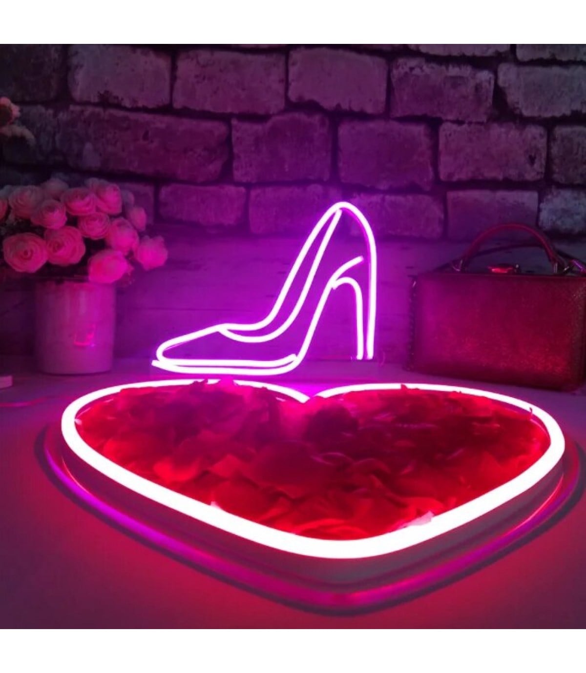 Neon led ayakkabı giyim temalı duvar askı, neon led pano dekorasyon odası, Ev, mağaza , studio