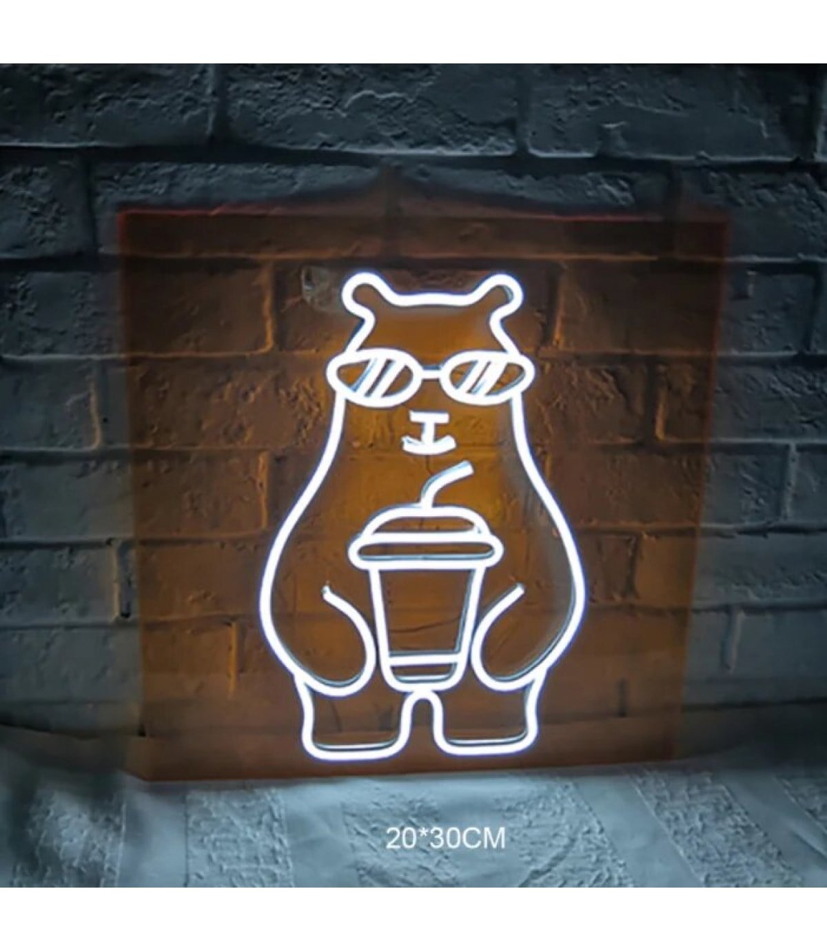 Neon led ayı, hayvan temalı duvar süsleri, led neon tabela , veteriner bar, clup , loş gece lambası