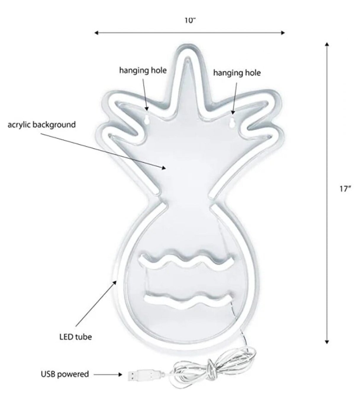 Neon led ışık ananas temalı duvar süsü,led neon  tabela, market, çocuk odası, ofis, kafe, restoran