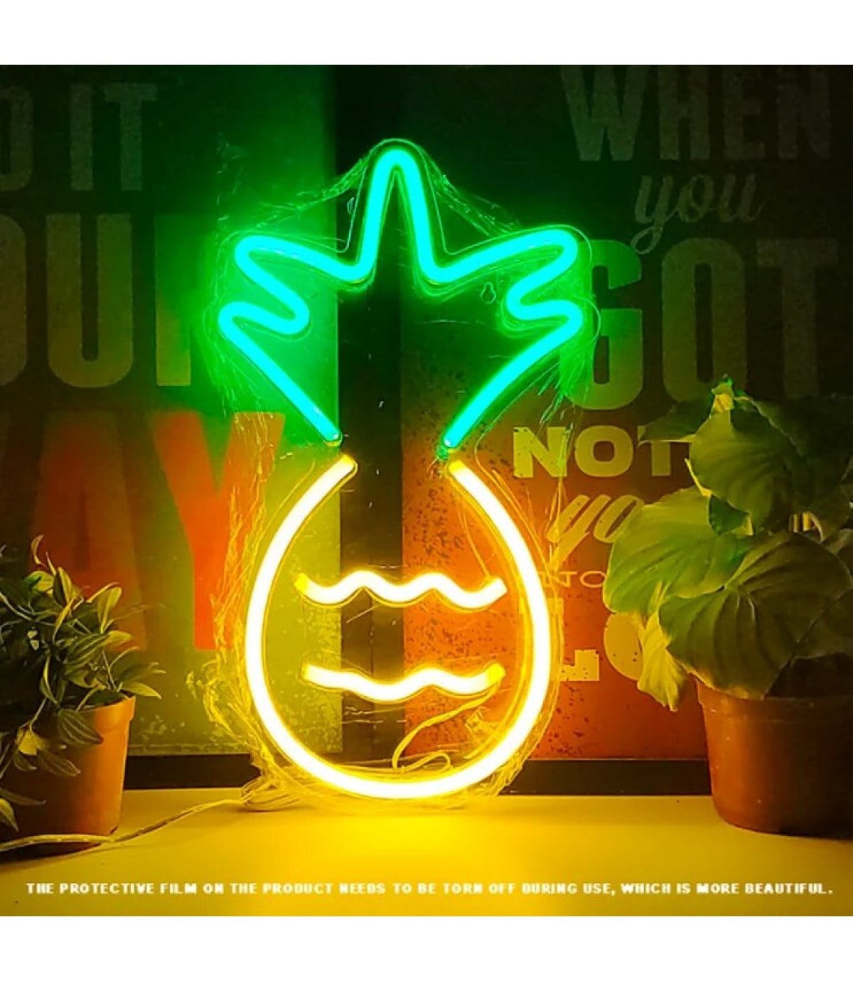 Neon led ışık ananas temalı duvar süsü,led neon  tabela, market, çocuk odası, ofis, kafe, restoran