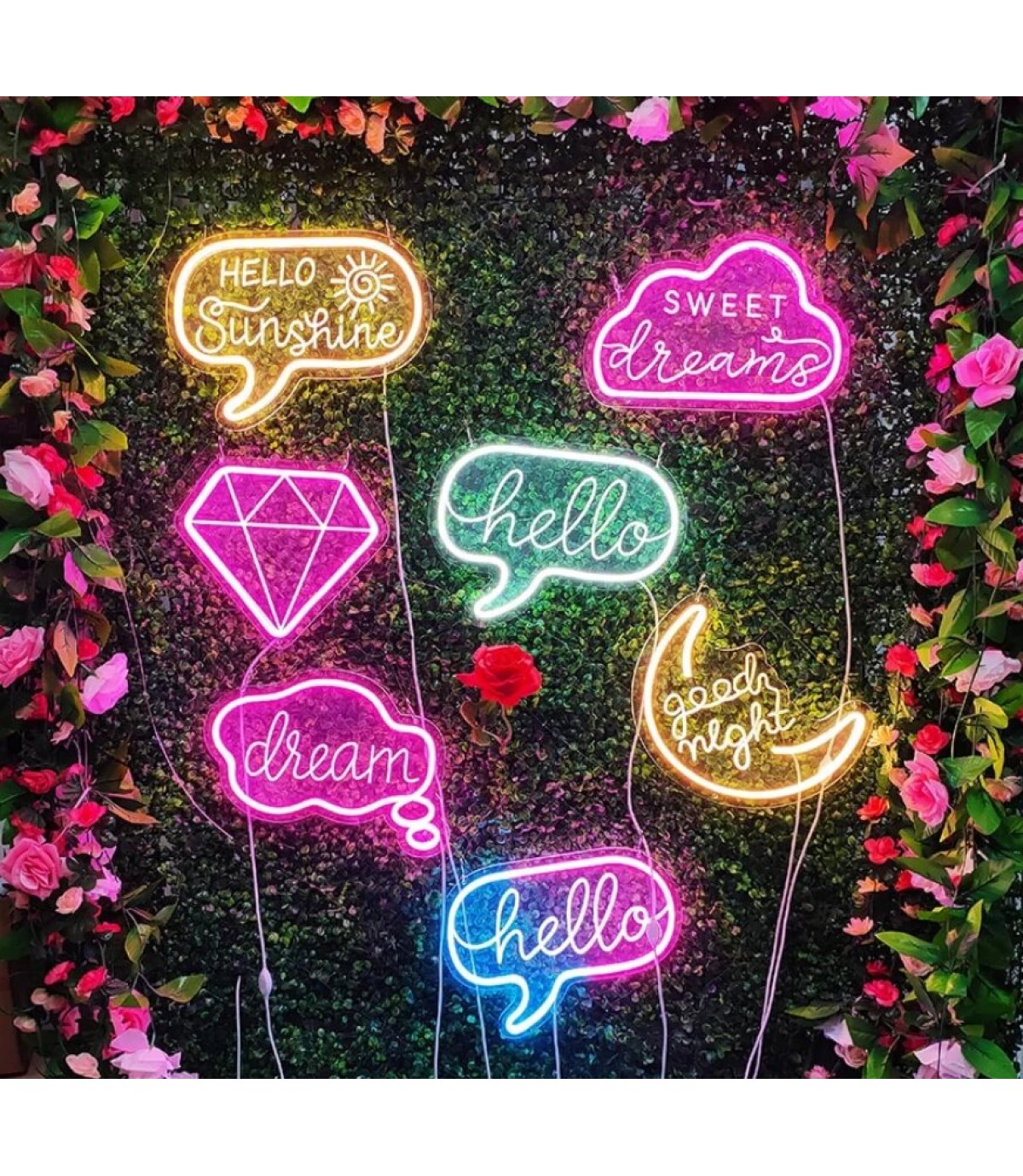 Neon led ışık gök kuşağı temalı duvar süsü,dekoru, tabelası, bar, ev, ofis bulut led, gece lambası