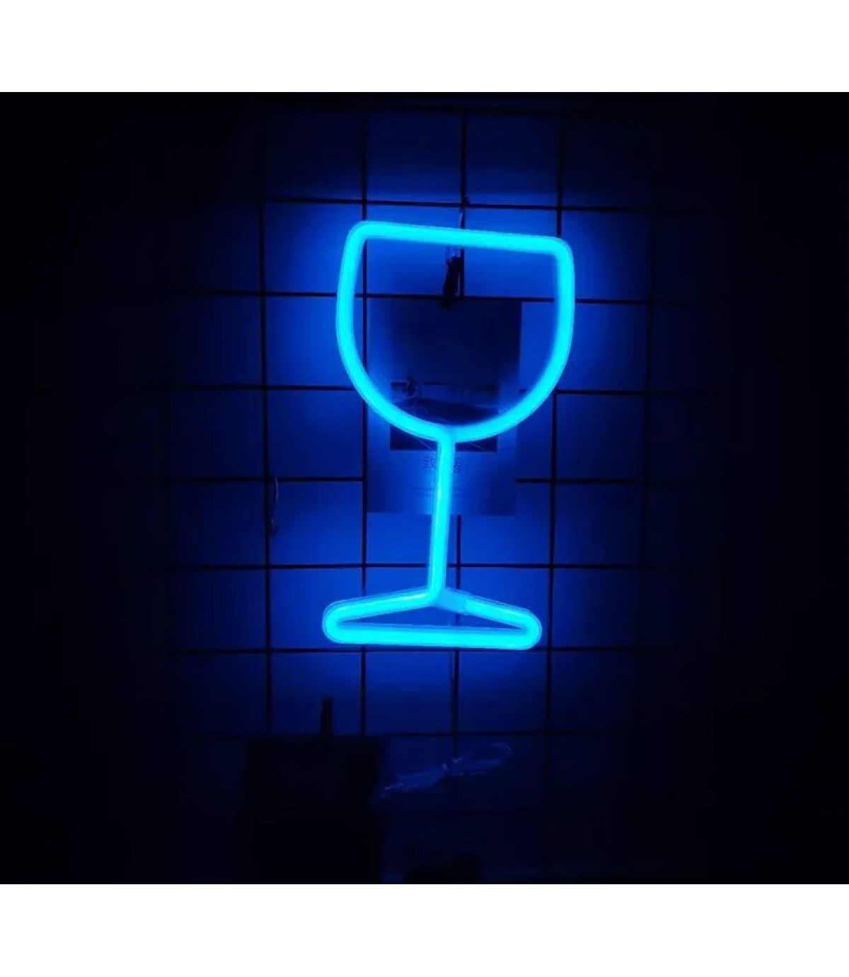 Neon led ışık şarap bardak temalı duvar süsü, led neon tabela, Bar, Clup Sahne arkası,ev dekoru