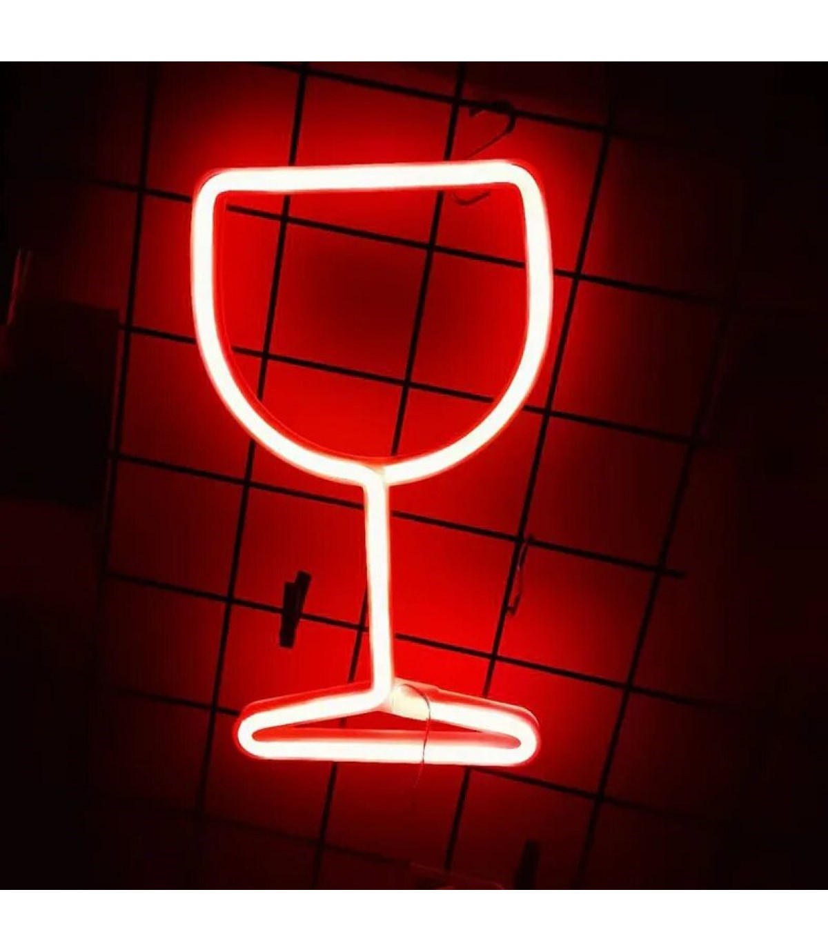 Neon led ışık şarap bardak temalı duvar süsü, led neon tabela, Bar, Clup Sahne arkası,ev dekoru