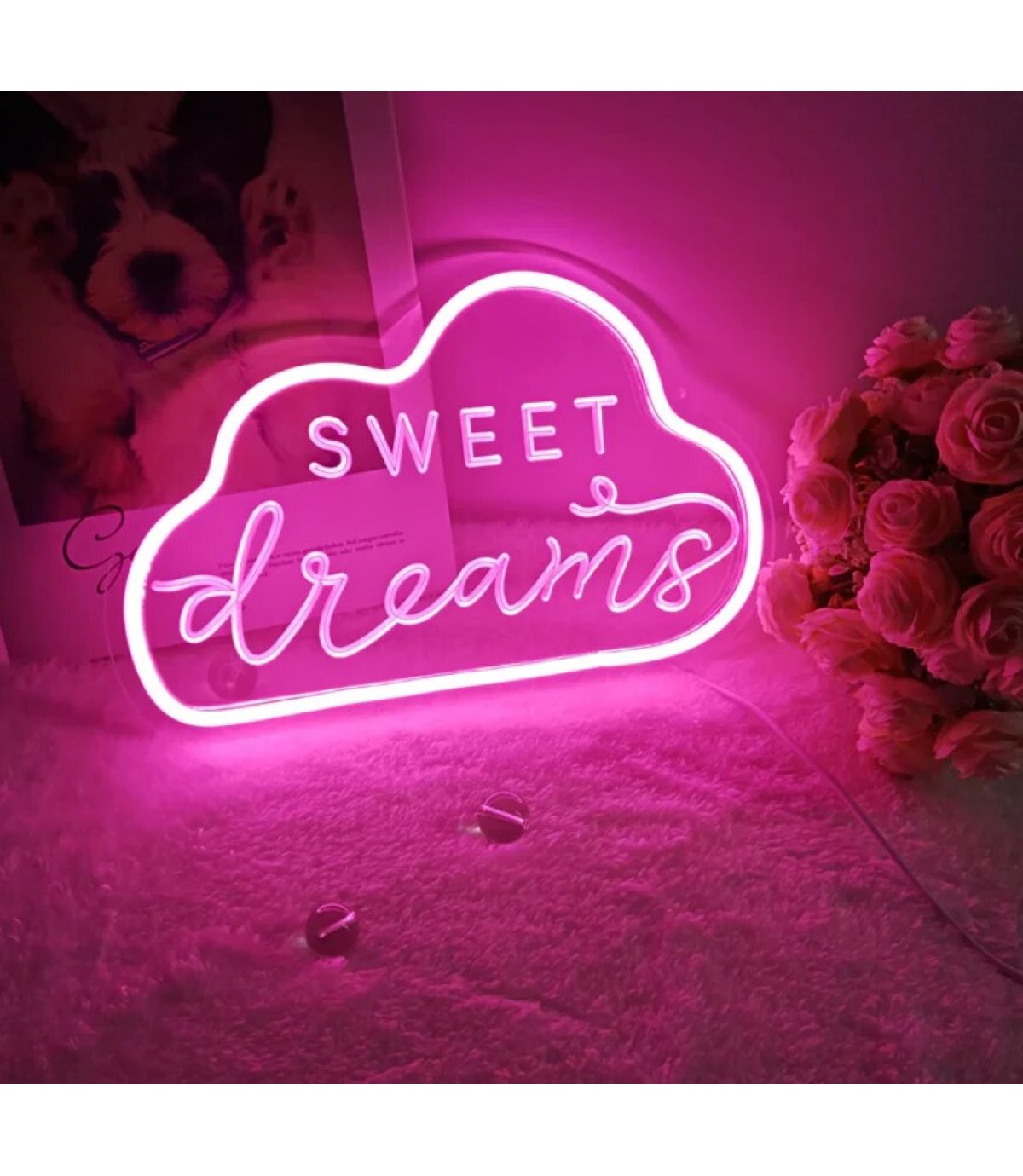 Neon led ışık,bulut temalı duvar süsü,dekoru, tabelası, kişiye özel yazı ve neon rengi seçilebilir.