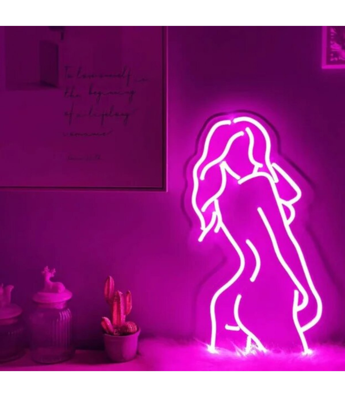 Neon led kadın, kız temalı ışıklı duvar süsleri, led neon pano,dekorasyon odası, Bar, gece clup