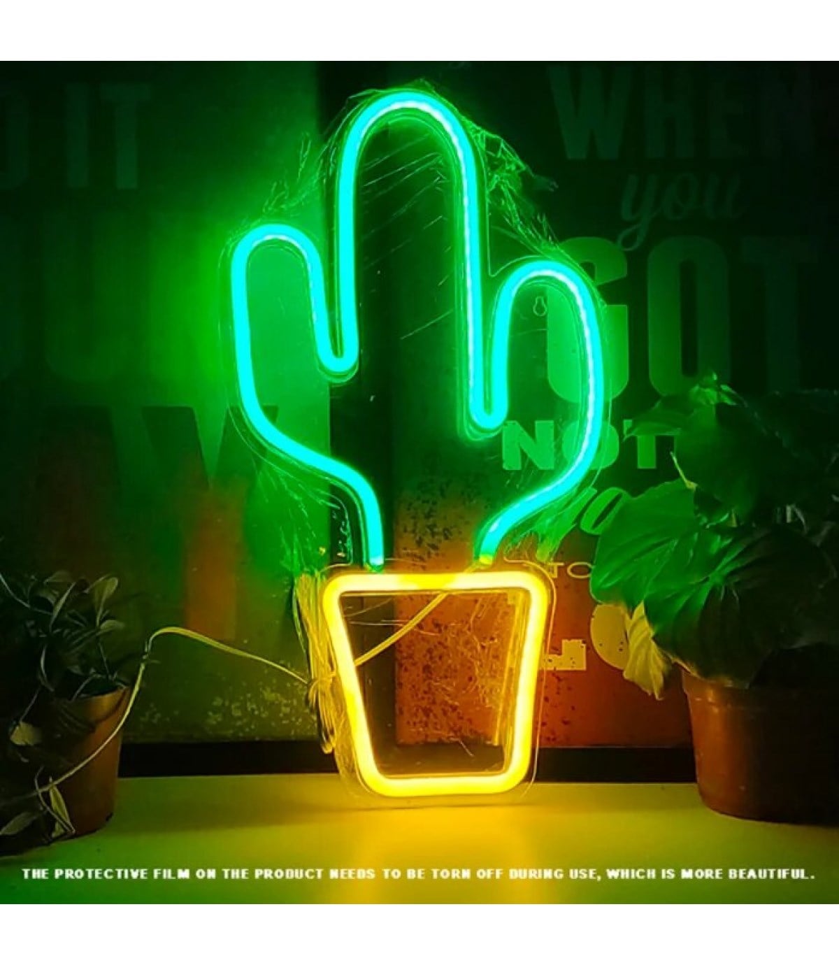 Neon kaktus Neon led Neon Led Tabela Kafe Restoran Bitki Temalı Neon Duvar Dekoru