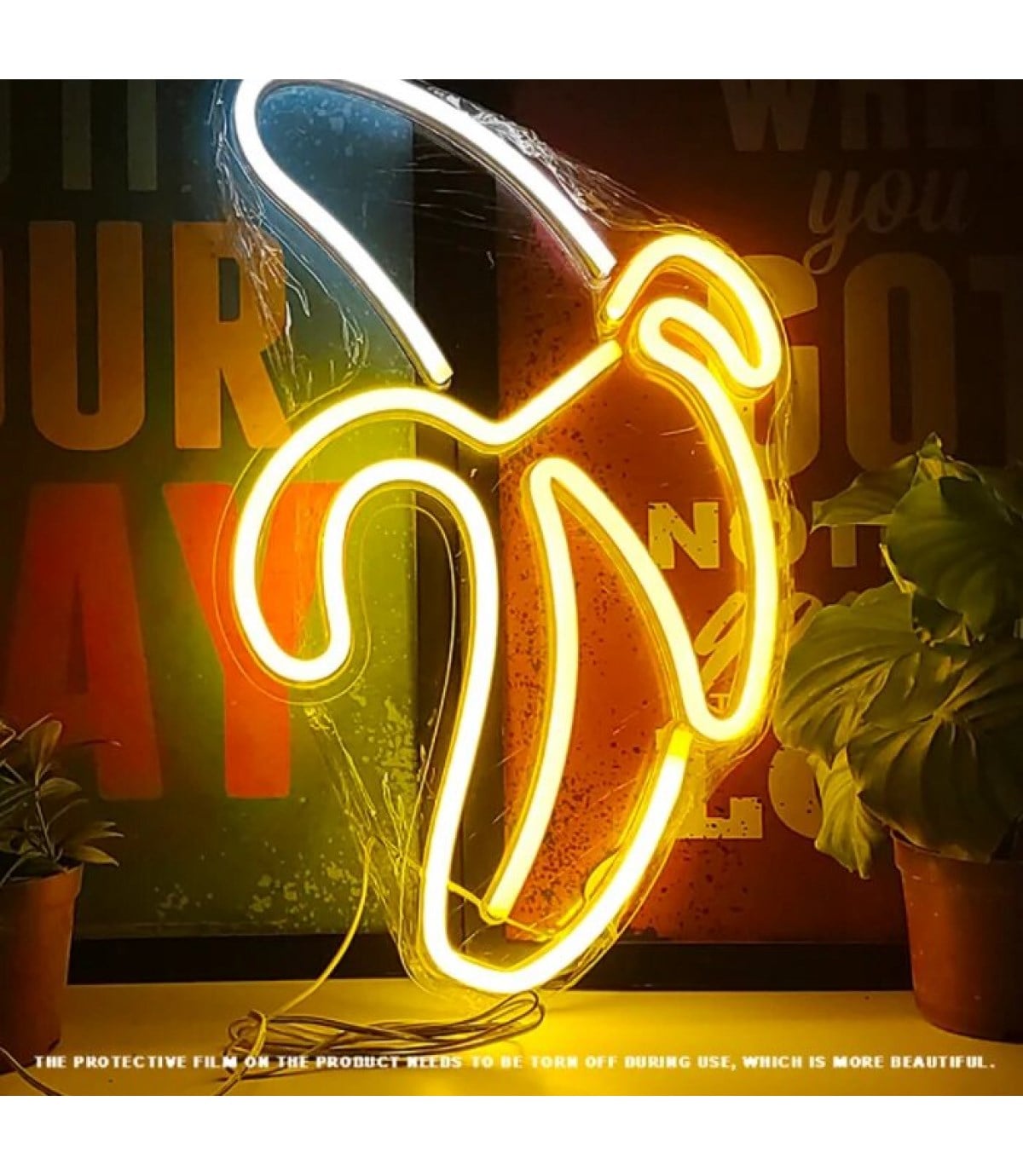 Neon led muz banana, temalı duvar süsleri,led neon tabela , dekorasyon, manav, market, gece lambası