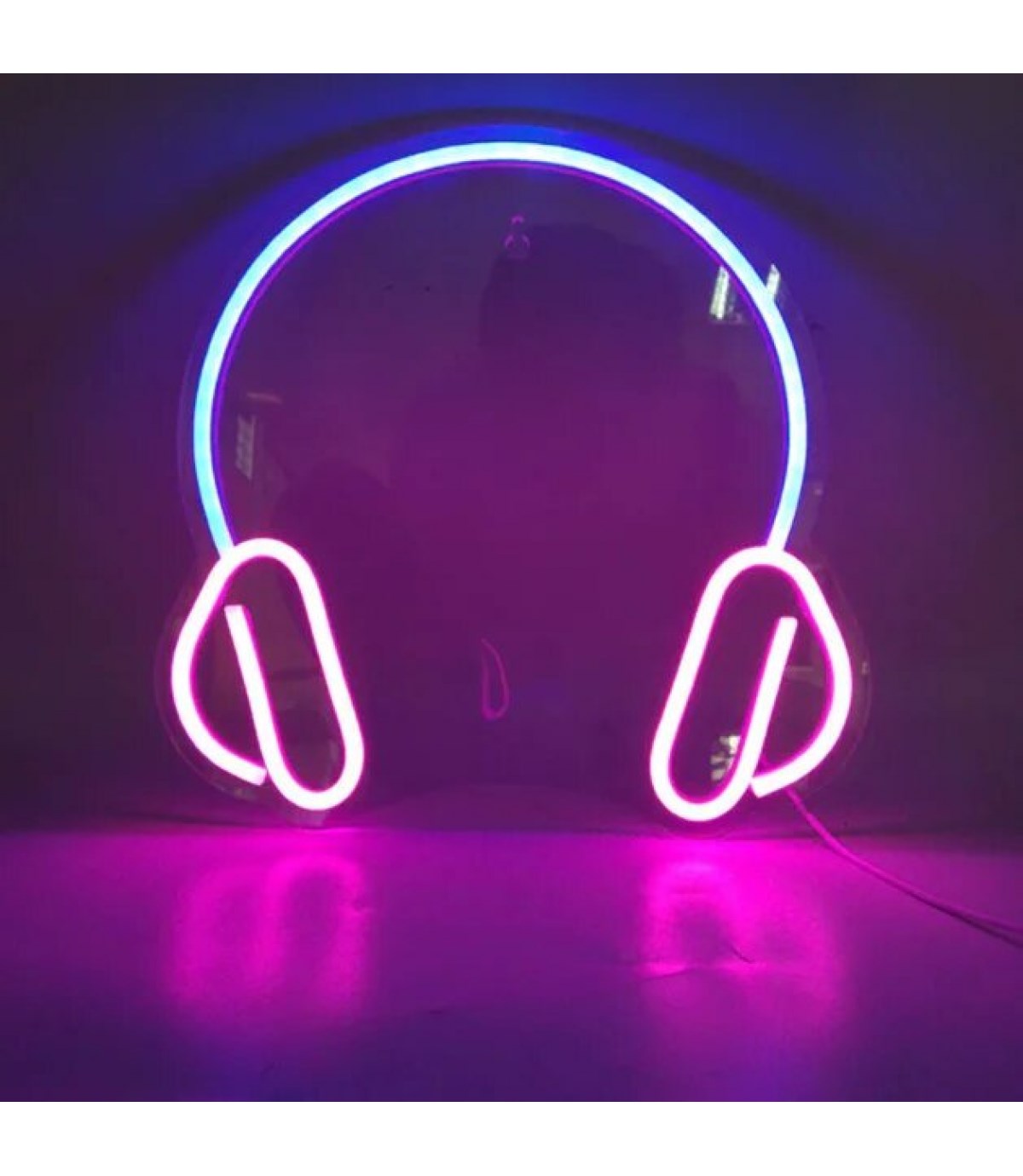 Neon led müzik, kulaklık temalı duvar süsleri, led neon pano rap, kafe,bar, clup neon duvar dekoru