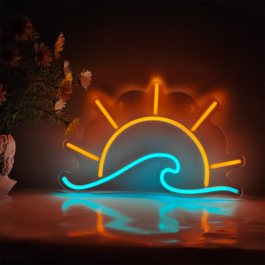 Neon led tabela güneş, sunset temalı duvar , Doğum günü, dekorasyon odası, Ev, Parti