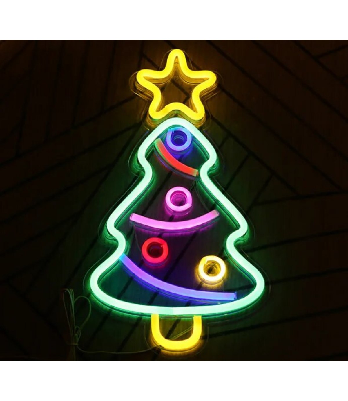 Neon led yılbaşı yeni yıl ,noel ağacı temalı duvar askı, Doğum günü, dekorasyon odası, Ev, Parti