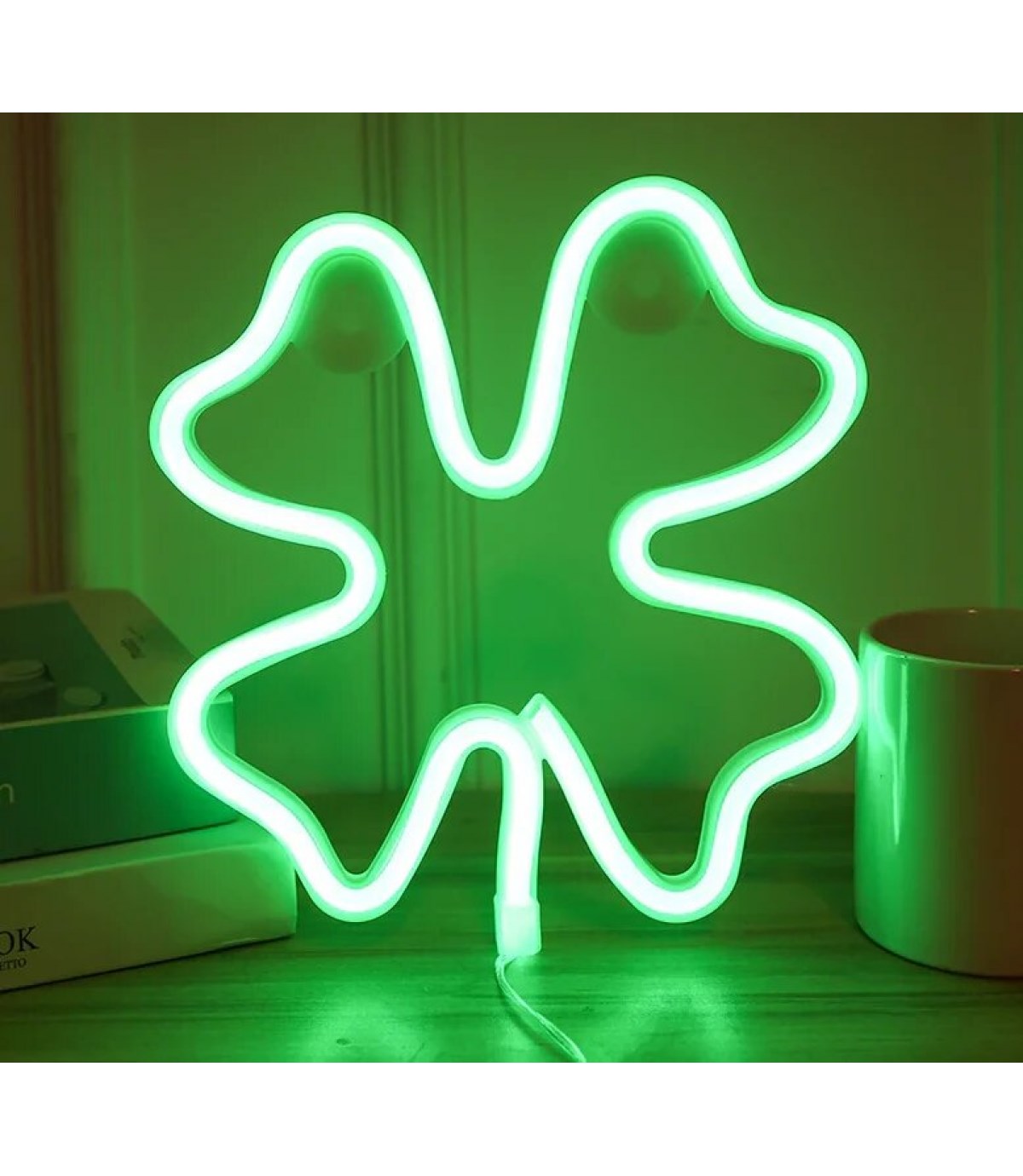 Neon led yonca, şans bitki temalı duvar askılı, Doğum günü, dekorasyon odası, Ev, Parti, mağaza