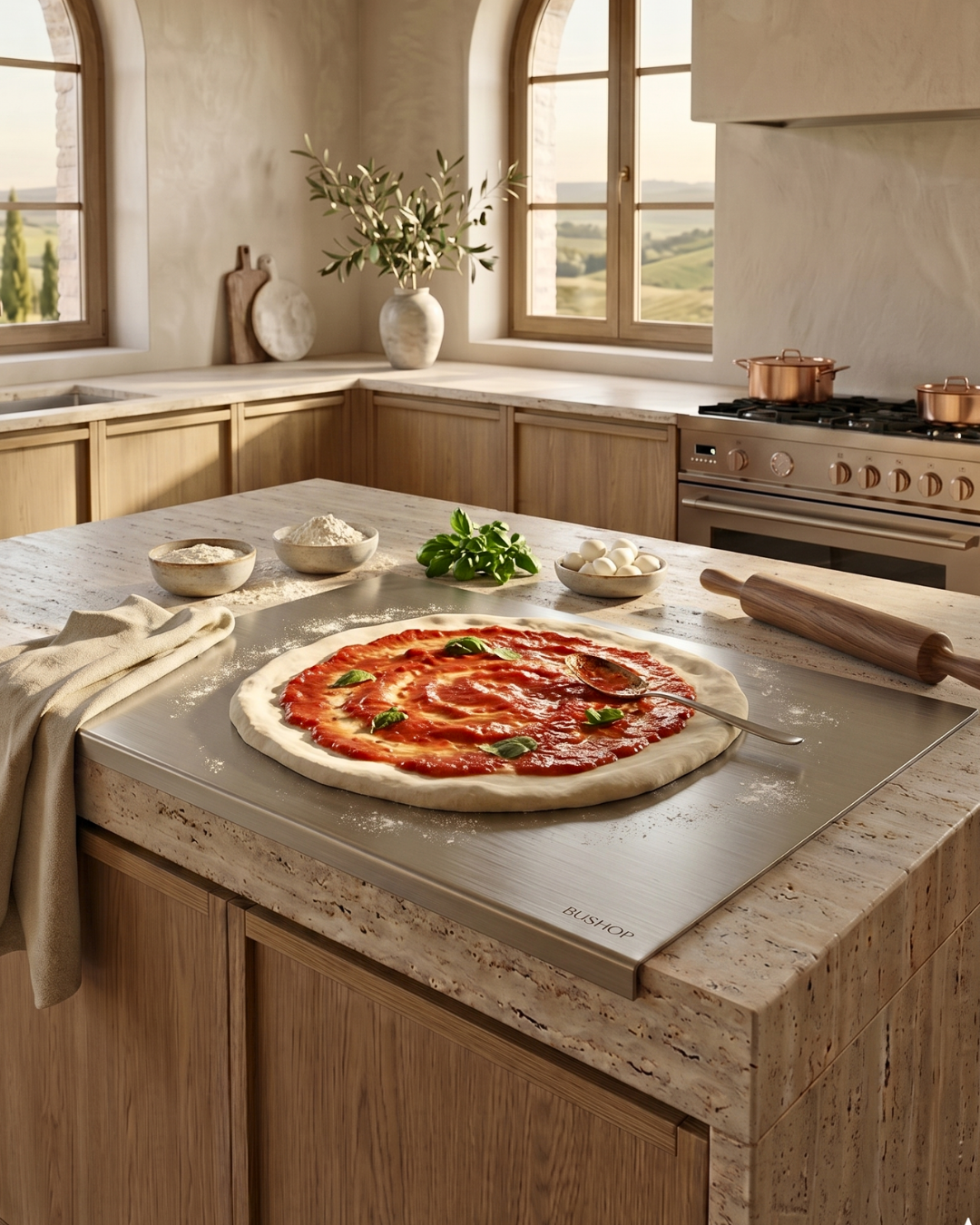 Paslanmaz Çelik Hamur Açma Tahtası 60x50 cm Mat İnox Hamur Açma, Kesme ve Hazırlama Panosu