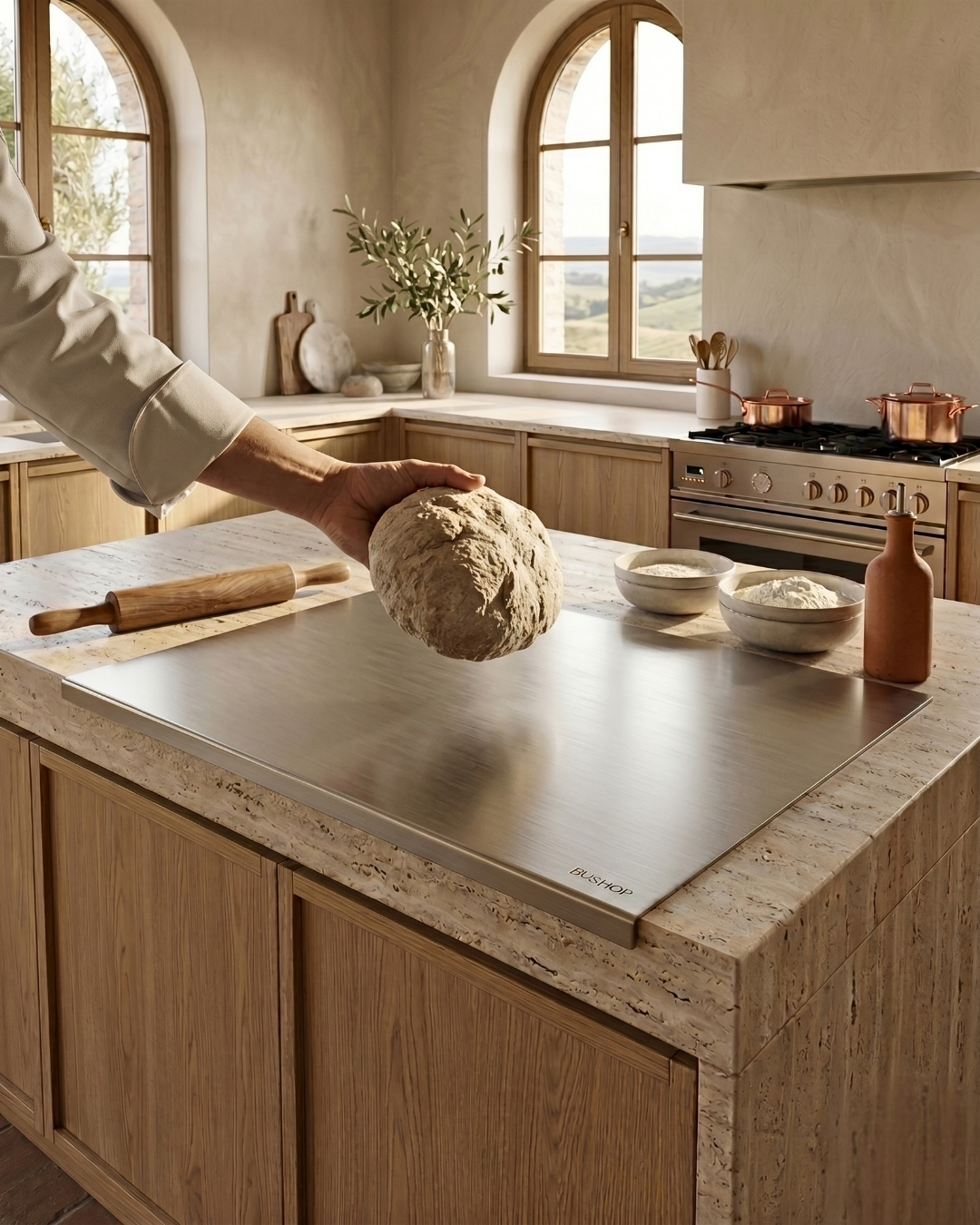 Paslanmaz Çelik Hamur Açma Tahtası 60x50 cm Mat İnox Hamur Açma, Kesme ve Hazırlama Panosu