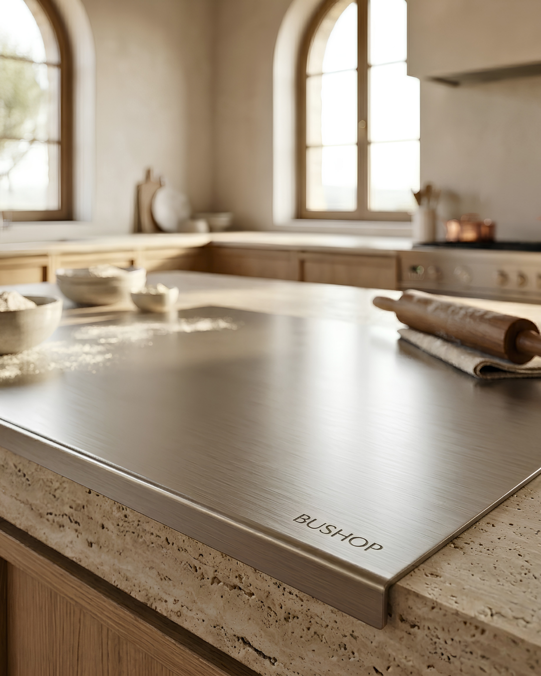 Paslanmaz Çelik Hamur Açma Tahtası 60x50 cm Mat İnox Hamur Açma, Kesme ve Hazırlama Panosu